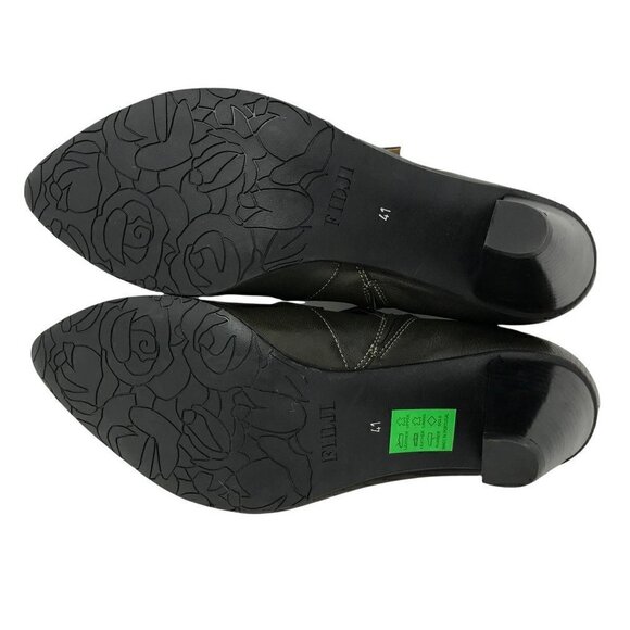 Fidji Womens Classic Pump Shoes Boots Gray Almond Toe Leather Slip On Size 41/ 9 - Picture 3 of 10